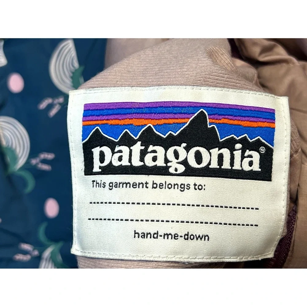Patagonia Worn Wear Reversible Down Sweater Hooded Jacket Girls Purple Windproof